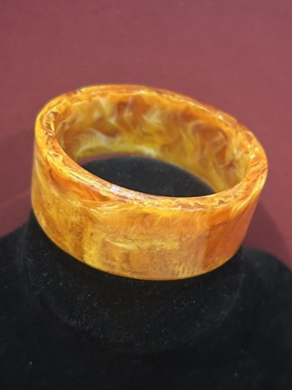 ORANGE YELLOW AMBER Lucite Resin Marbled Chunky BRACELET